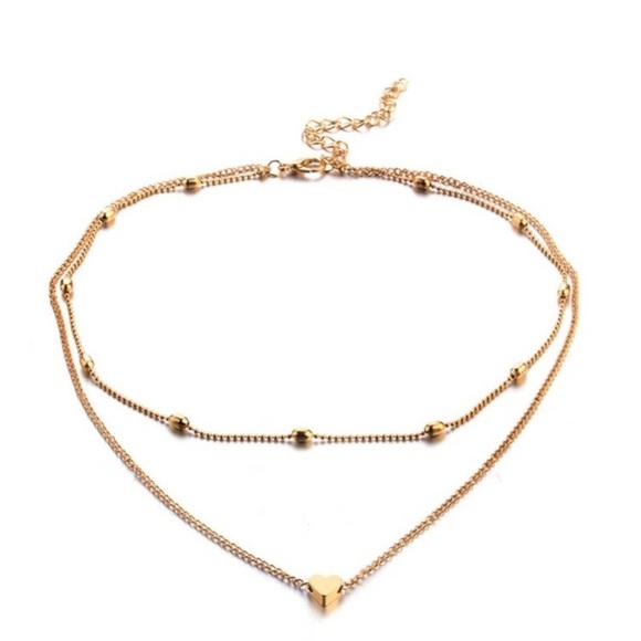 💞 Awesome BoHo heart double layered chain in gold or silver 💕 - Picture 2 of 16